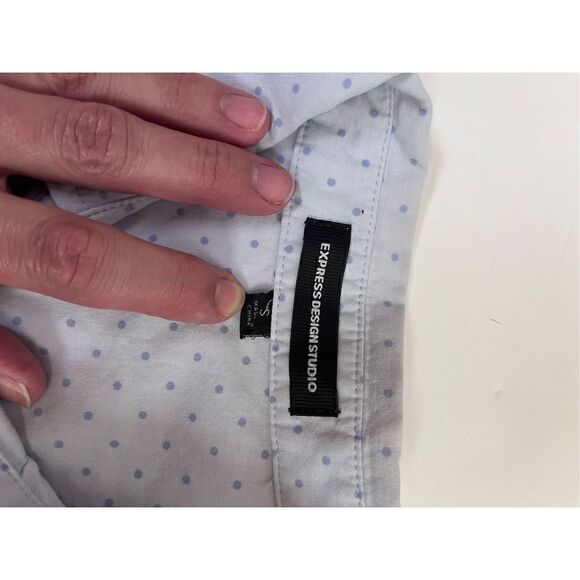 Express Design Studio Womens 3/4 Sleeve Collared Button up Shirt Blue Sz S - Picture 10 of 11